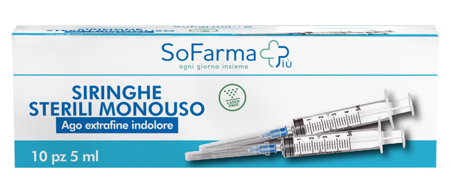 SIRINGA STERILE 5ML GAUGE 23 10 PEZZI SOFARMAPIU' - Fontenova srl