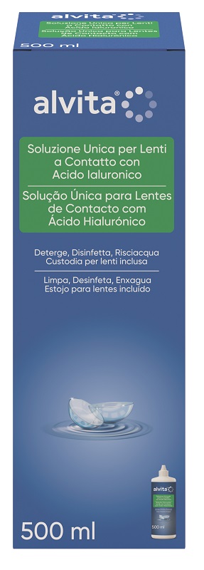 SOLUZIONE UNICA LENTI A CONTATTO CON ACIDO IALURONICO ALVITA 500 ML - Fontenova srl