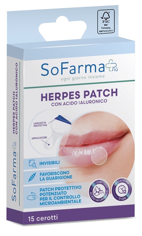 CEROTTO HERPES PATCH CON ACIDO IALURONICO 15 PEZZI SOFARMAPIU' - Fontenova srl