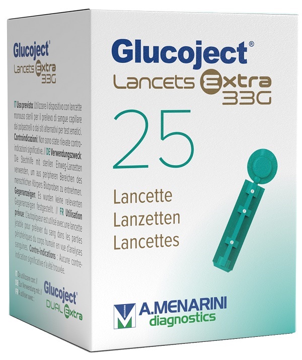 LANCETTA PUNGIDITO GLUCOJET EXTRA GAUGE 33 25 PEZZI - Fontenova srl