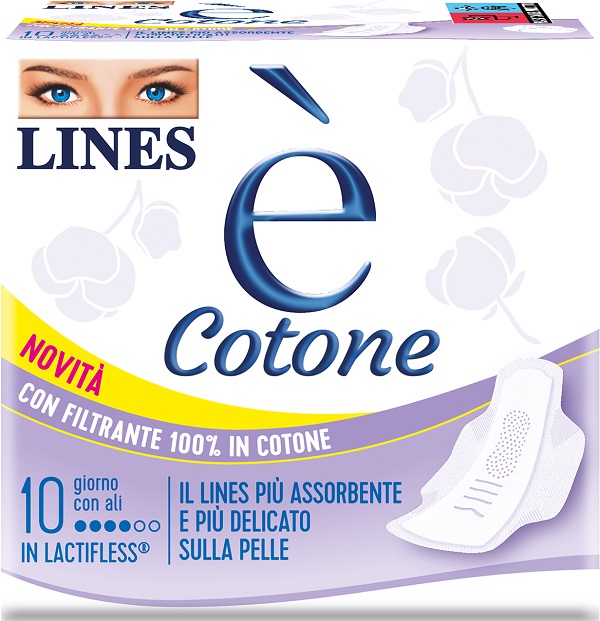 LINES E' COTONE ALI ASSORBENTE ESTERNO 10 PEZZI - Fontenova srl
