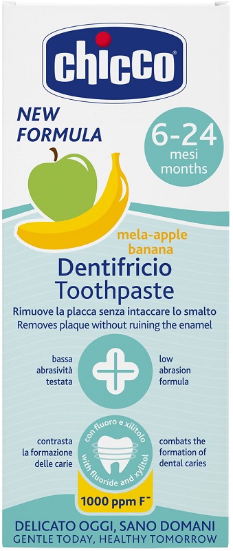 CHICCO DENTIFRICIO 6 MESI+ MELABANANA CON FLUORO 50 ML - Fontenova srl