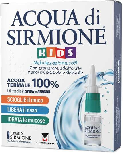 ACQUA DI SIRMIONE KIDS NEBULIZZAZIONE SOFT ACQUA TERMALE 100% 6 FLACONCINI PLURIDOSE DA 15 ML - Fontenova srl